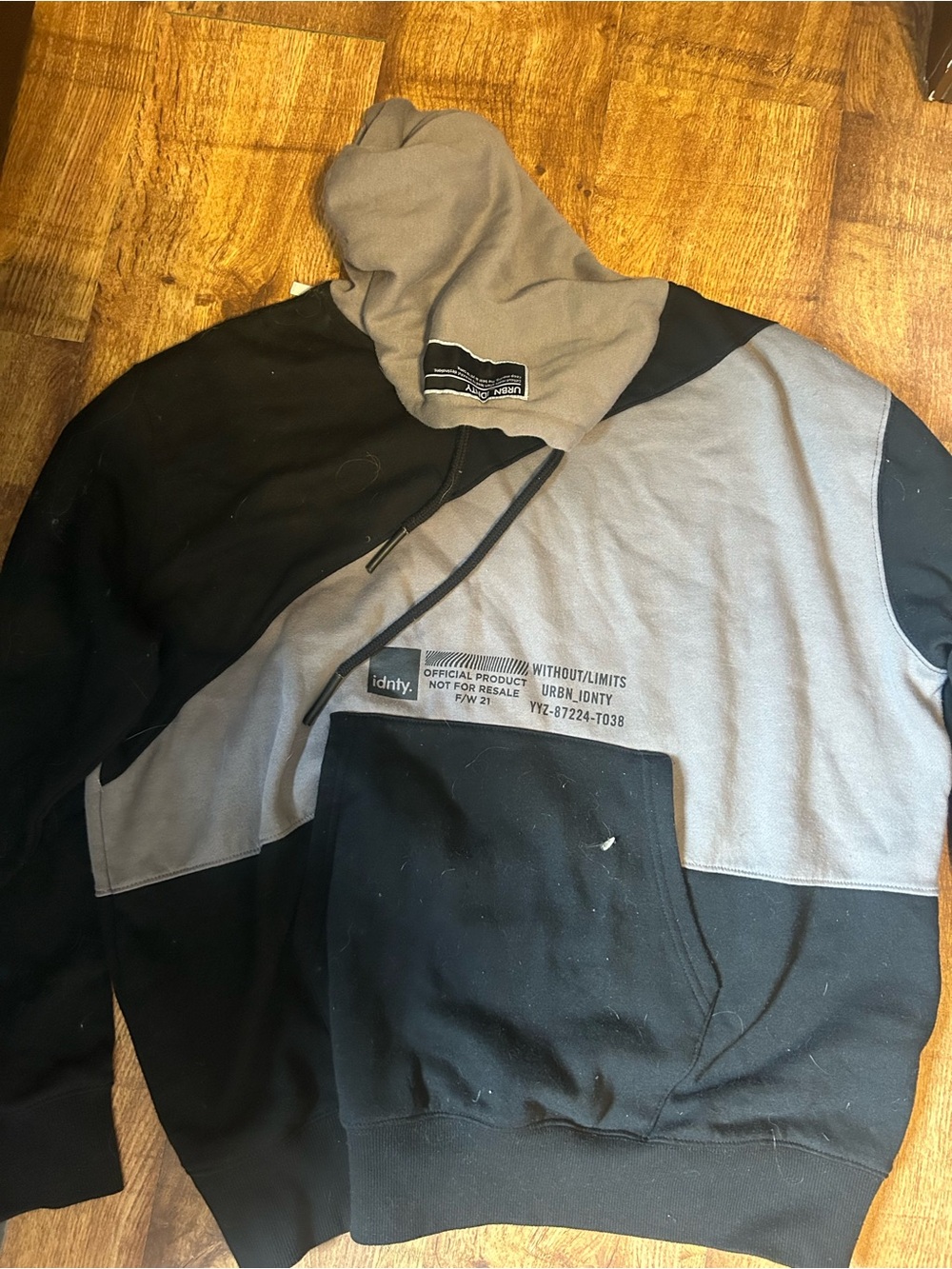 Urban Outfitters Two-Tone Black and Gray Pullover Hoodie